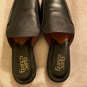 Franco Sarto Bocca Slide Black Leather Size 6 Gently Used NWOT
